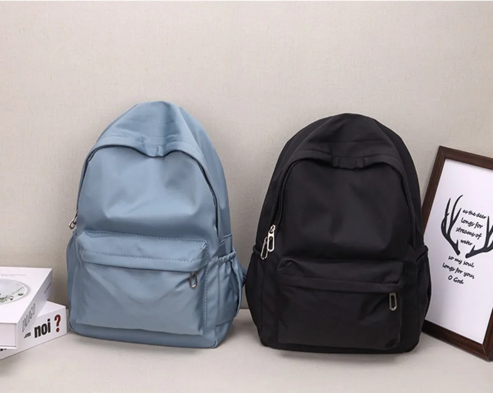 1 pz zaino in Nylon per le donne borsa a tracolla di grande capacità borsa da viaggio Casual tinta unita studenti zainetto zaini all'aperto