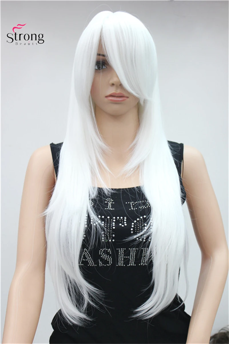 Long Layered Straight White, Pink ,Silver,Blonde,Full Synthetic Wig Wigs