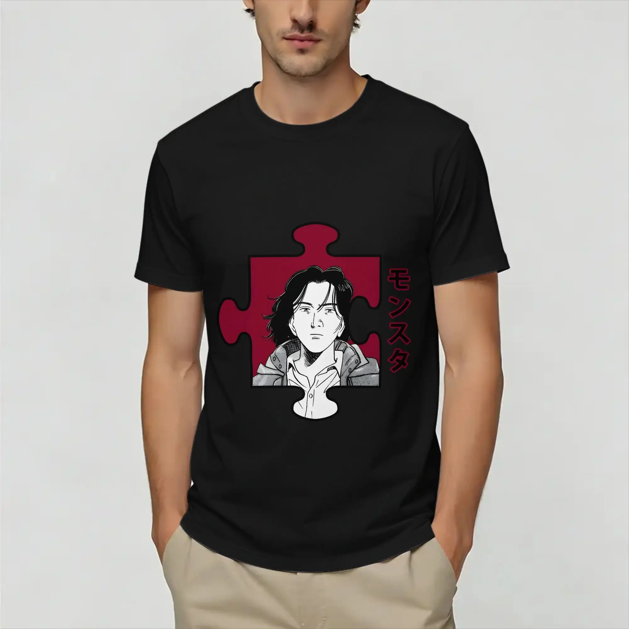 Men's T-Shirts Moster Johan Liebert  Funny 100% Cotton Tee Shirt Short Sleeve  T Shirts Round Neck Tops Printed