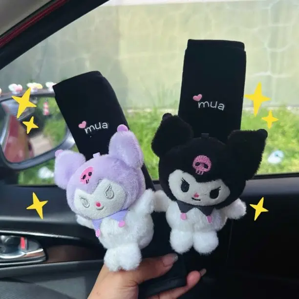 

Kawaii cartoon character Kuromi car shoulder pads cute shoulder pads car dolls interior decoration safety belt protective cover