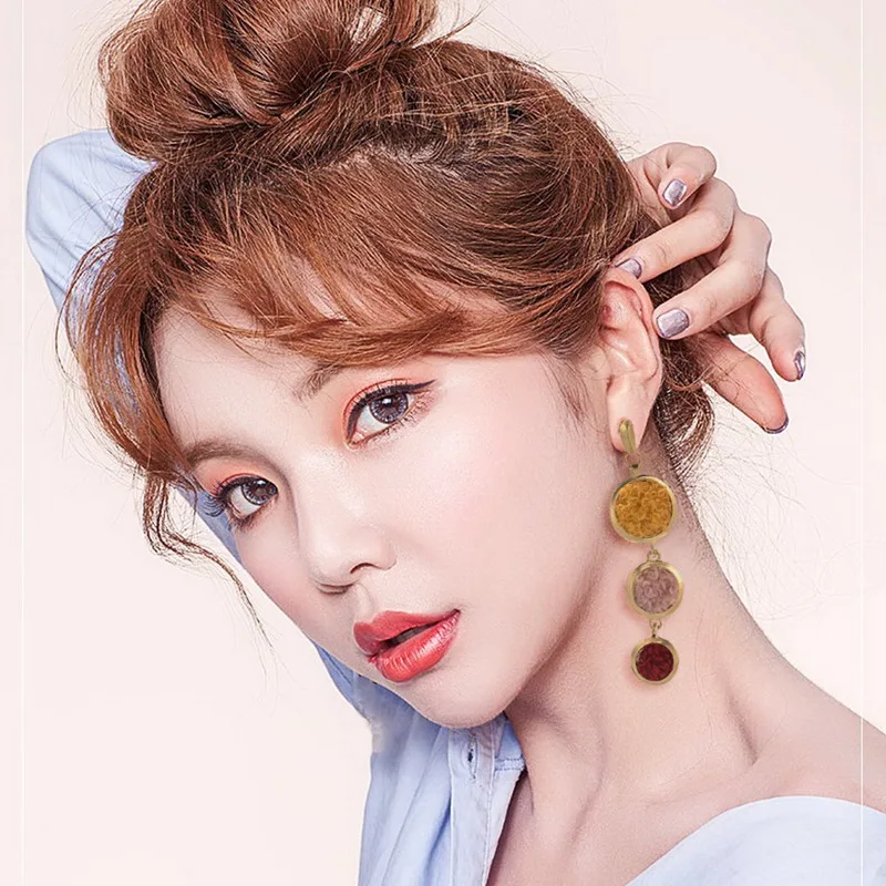 Korean fashion temperament earrings wool earrings Dongdaemun earrings personalized simple jewelry first-hand source