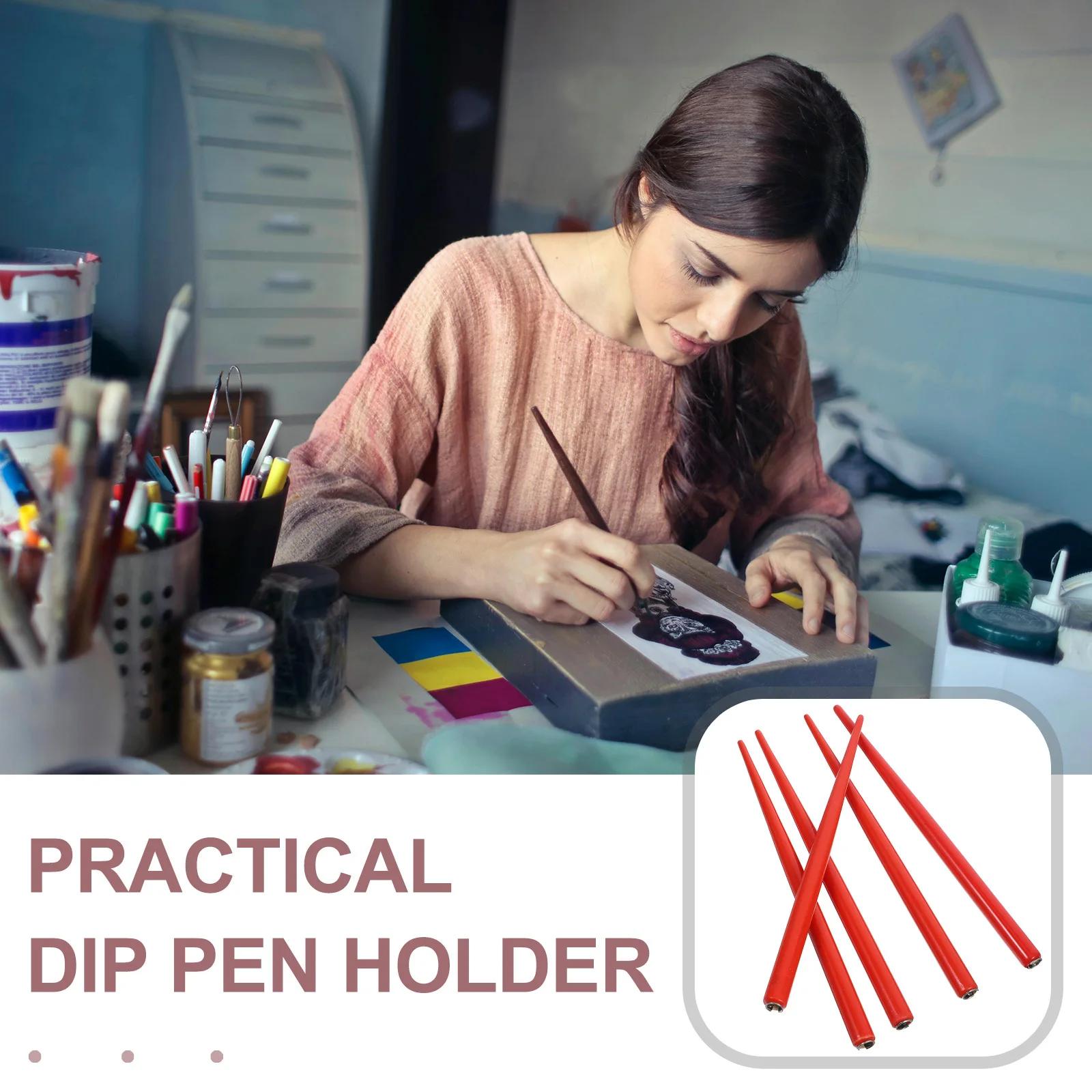 5Pcs Wood Pen Point Holder Calligraphy Drawing Nib Holder Professional Use Supplies Dip Pen Nibs Holders Nib Handles