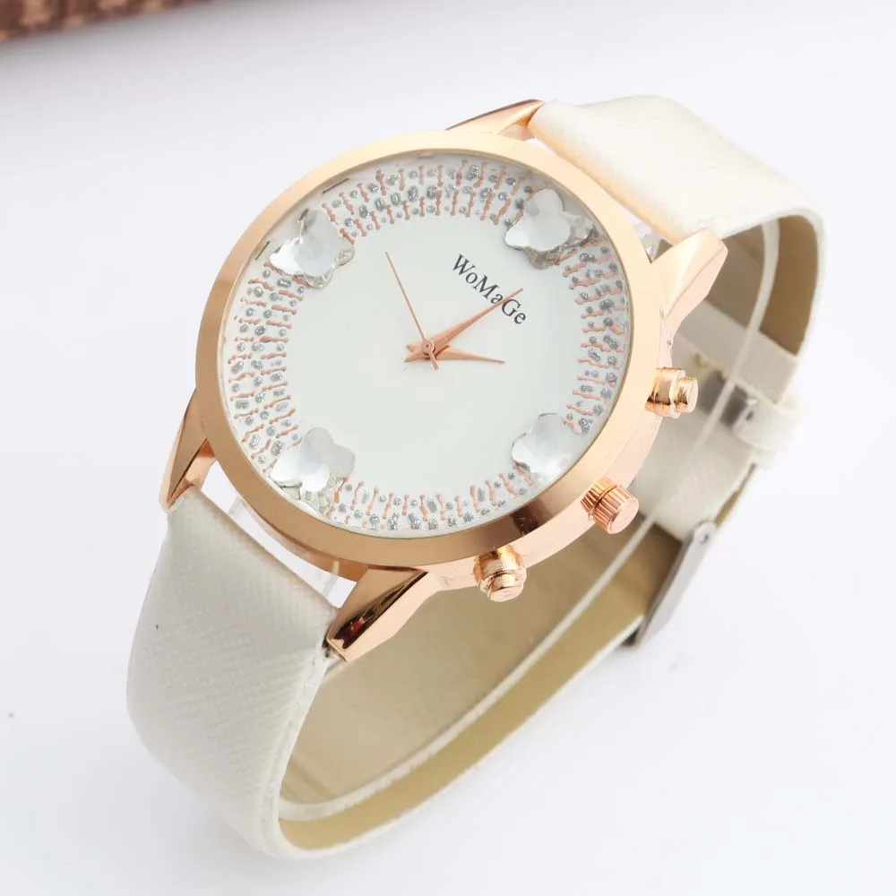 

Fashion Butterfly Watch Women Casual Wristwatches Crystal Dial White Leather Band Quartz Watches Ladies Montre Femme Reloj Mujer