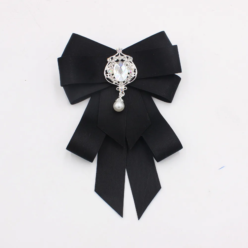 Handgemachte Mode schwarz Band Fliege Strass Kristall Stoff Stoff Luxus Hochzeits kleid britische Schulmädchen Geschenk für Frauen – Detail 18