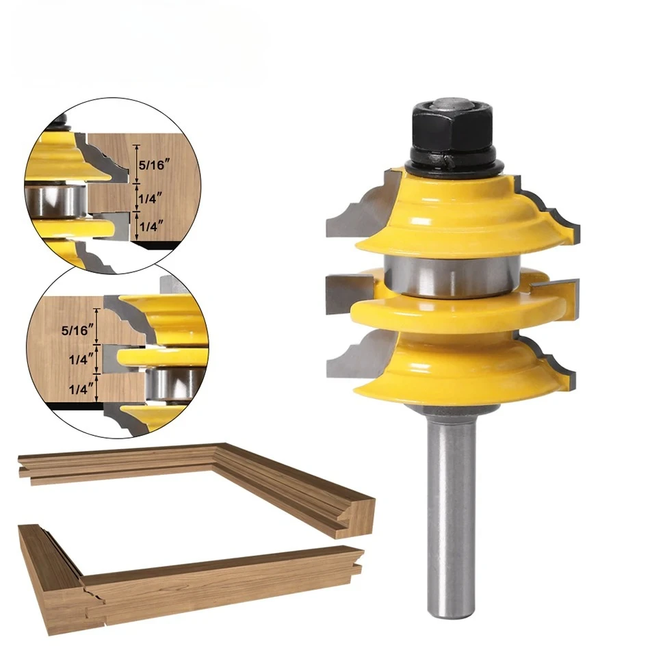 

1 pcs 8mm" Shank Rail & Stile Router Bit Ogee Stacked Wood Cutting Tool woodworking router bits