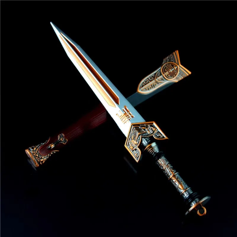 

Ancient Soldier Miniature Cold Weapon Double Slot Han Sword High Quality Model In Stock For Fans Collection