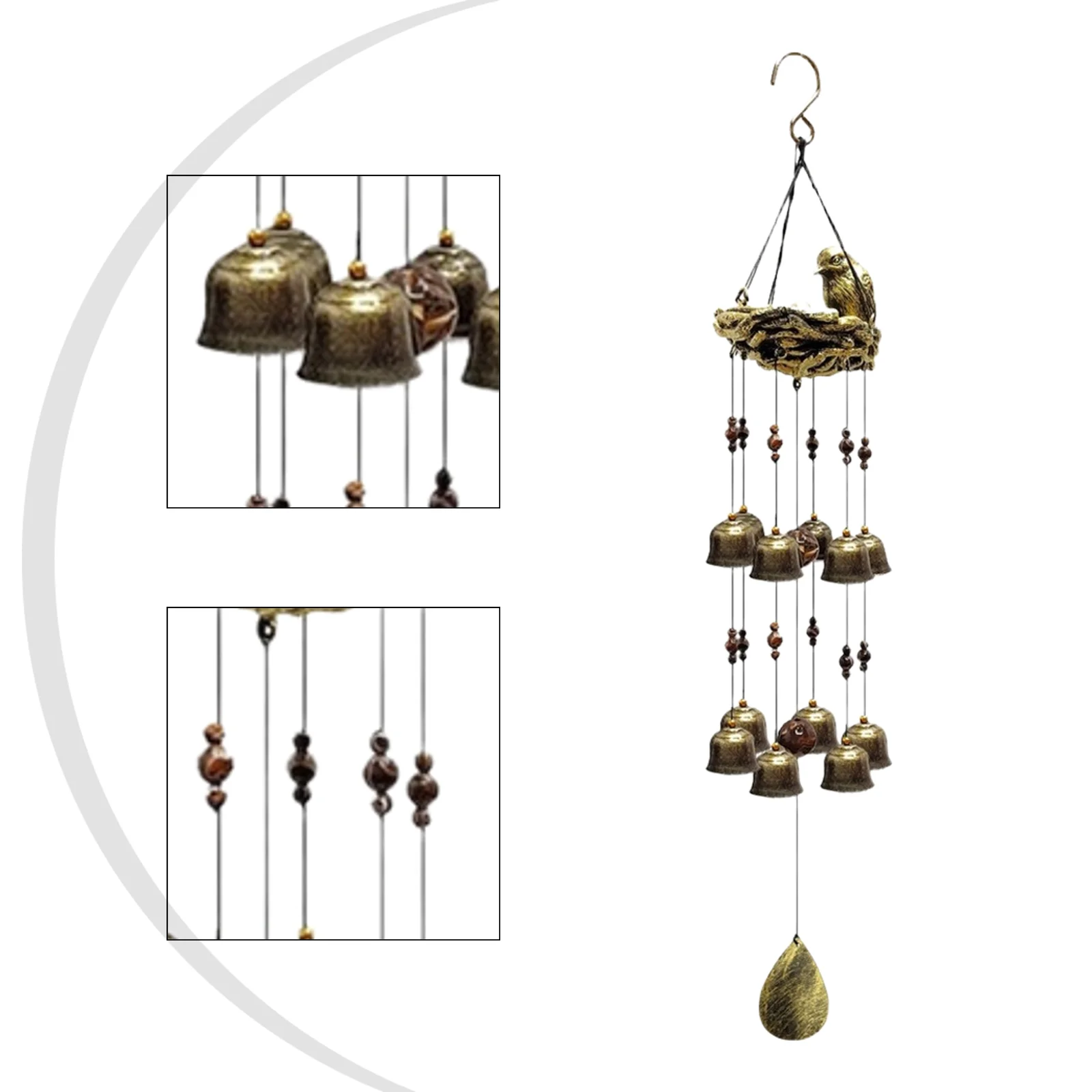

European Style Outdoor Resin Wind Chime Featuring Bird for For NEST Design Hanging Garden Decor with Calming Wind Chime Sounds