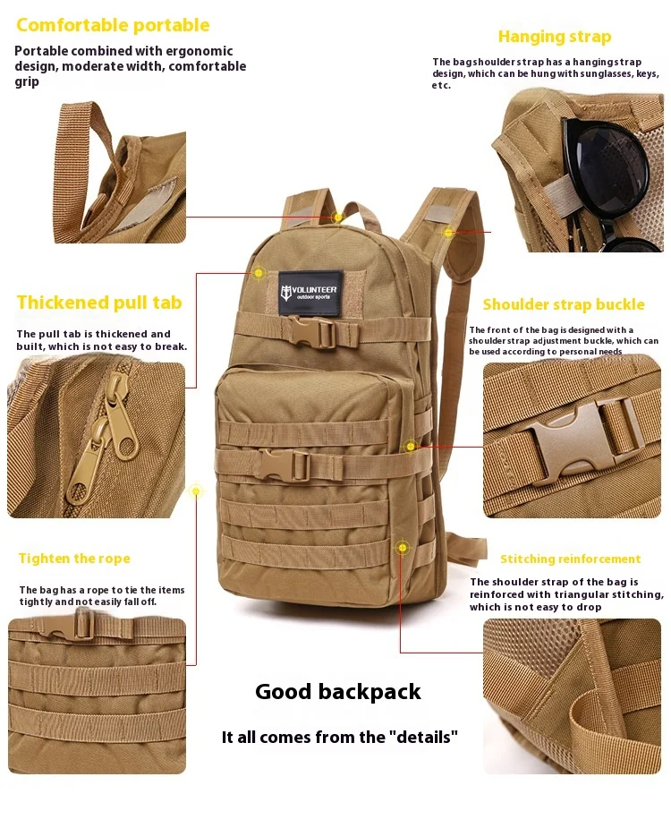 

15L Bicycle Cycling Bag Bike Bags Water Climbing Backpack Camping Riding Travel Molle Tactical Outdoor Hydration Sack Fanny Pack