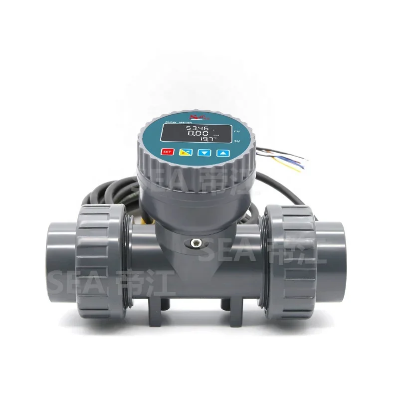 ZJLCD-DN25 Large Flow Calculation RS485 LCD DIGITAL FLOWMETER PVC Meter Acid Resistance UPVC Flow Sensor 3% Accuracy