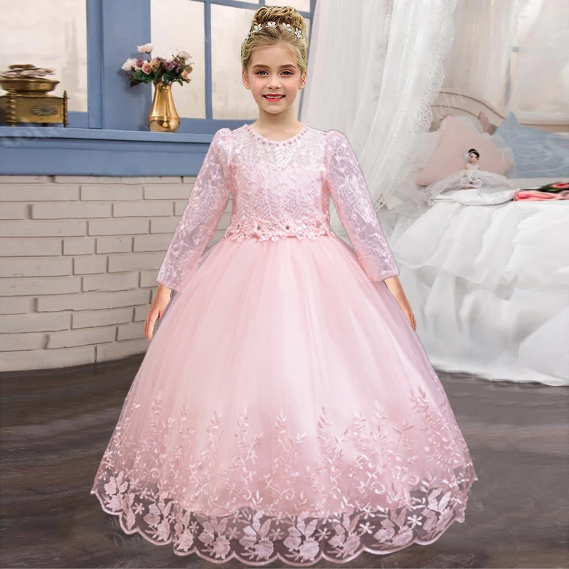 2025 new summer long flower girl wedding dress for 2-12 years old, lace  chiffon fluffy skirt, graduation party evening dress - AliExpress 1501
