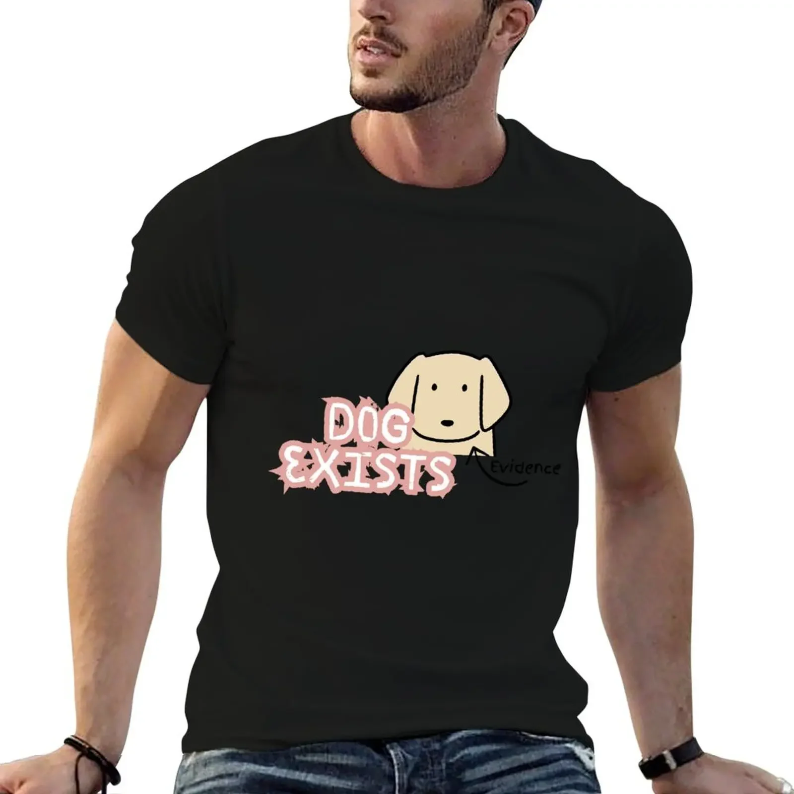 Dog exists T-Shirt blacks anime figures Men's clothing