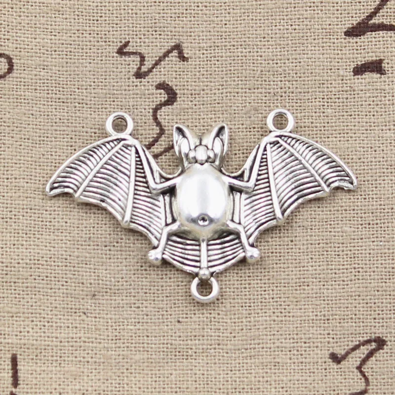 5pcs Charms Bat Vampire Dracula Link Connector 29x47mm Antique Bronze Silver Color Pendants DIY Making Findings Tibetan Jewelry