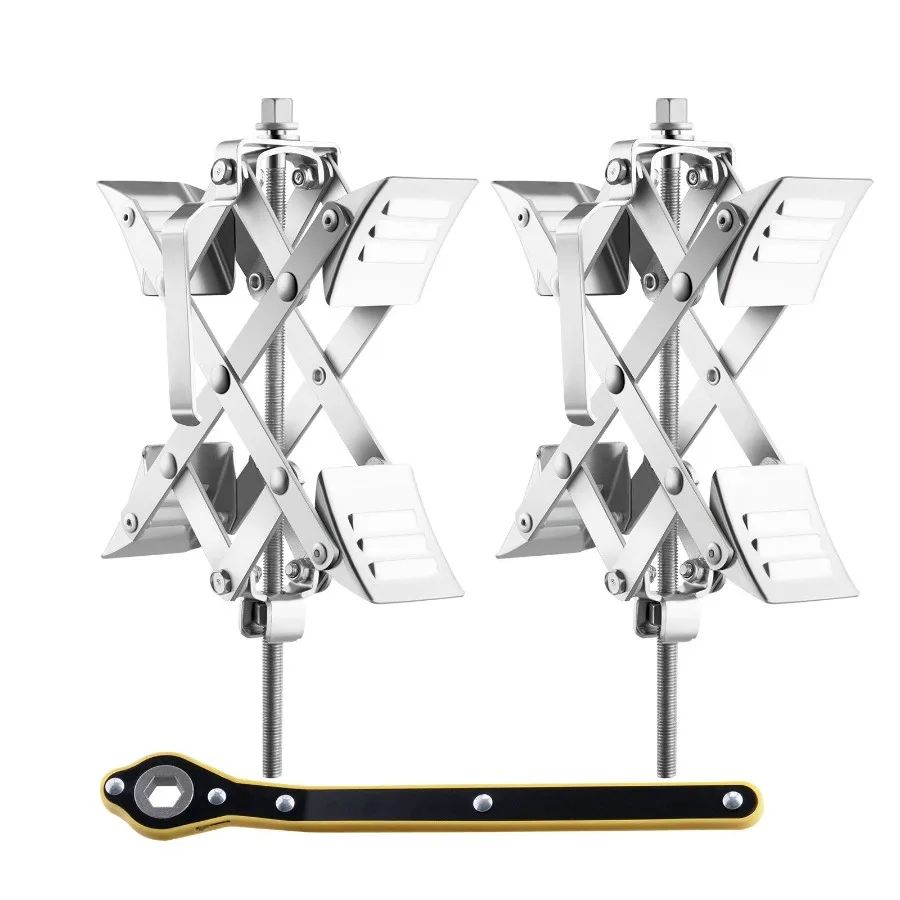 Stabilisateur de cale de roue de camping-car, stabilisateur de roue en forme de X pour espace de pneu de 1.5 à 10, 2 jeux de cales de roue avec cliquet