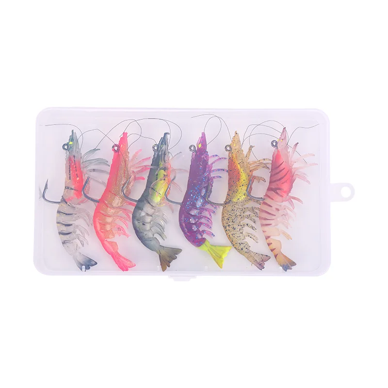 WeiHe 12g 9cm 8cm 8g7 Colors Artificial PVC Shrimp Soft Fishing Lure Luminous Bait For Fishing Activity