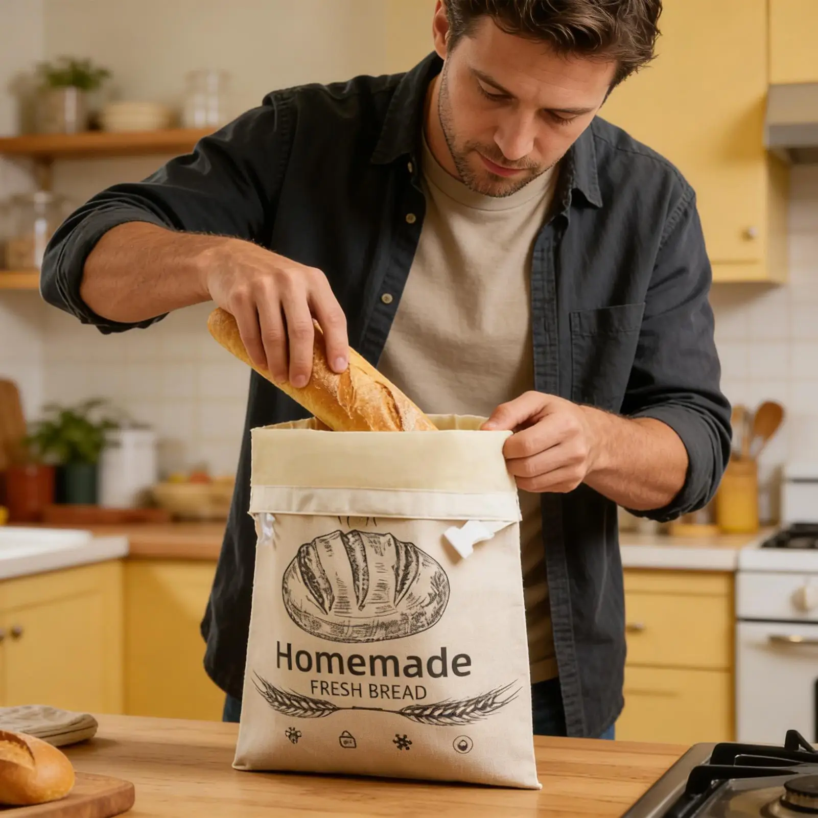 Bolsa para Pan de Cera de Abeja con Cierre, Bolsa para Conservar Masa con Cierre, Bolsas para Guardar Pan de Panadería para Cocina, Congelador, Comedor