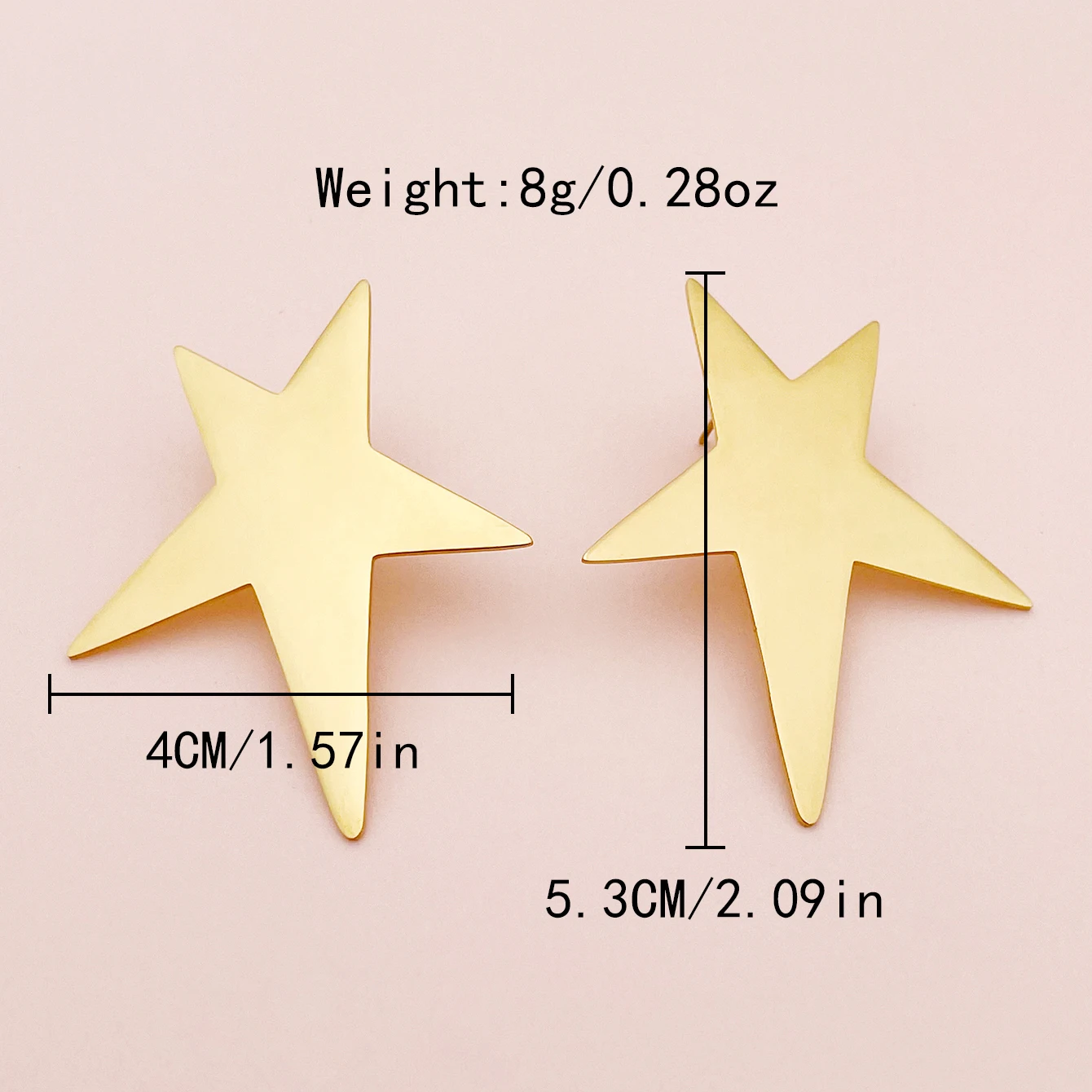 May@RZ Exaggerated Star Shaped Stainless Steel Stud Earring 14K Plated Gold Funny Earring Men and Women\'s Jewelry For Daliy Wear