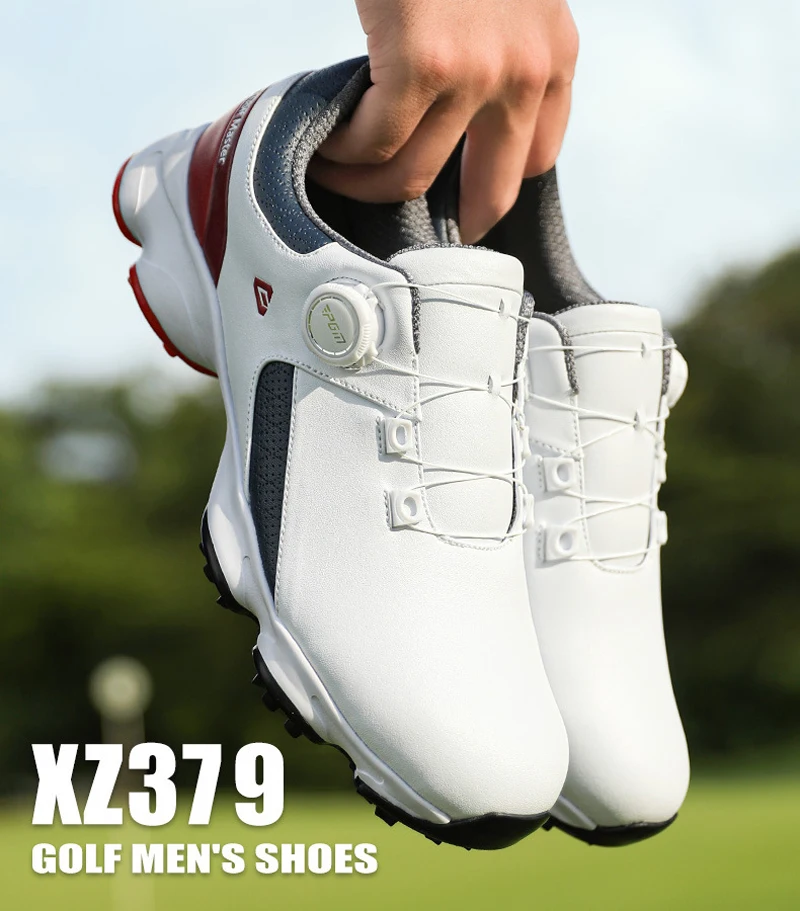 Men's White Waterproof Golf Shoes Lightweight Rotating buckle Fitness Spikeless Men Non-slip Golf Golfer Training Golf Sneakers
