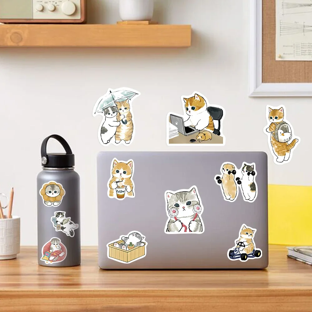 Kawaii Cute acquerello Cat Stickers estetica divertente giocattolo fai da te regalo decalcomania decorativa per telefono bagagli Laptop Scrapbook