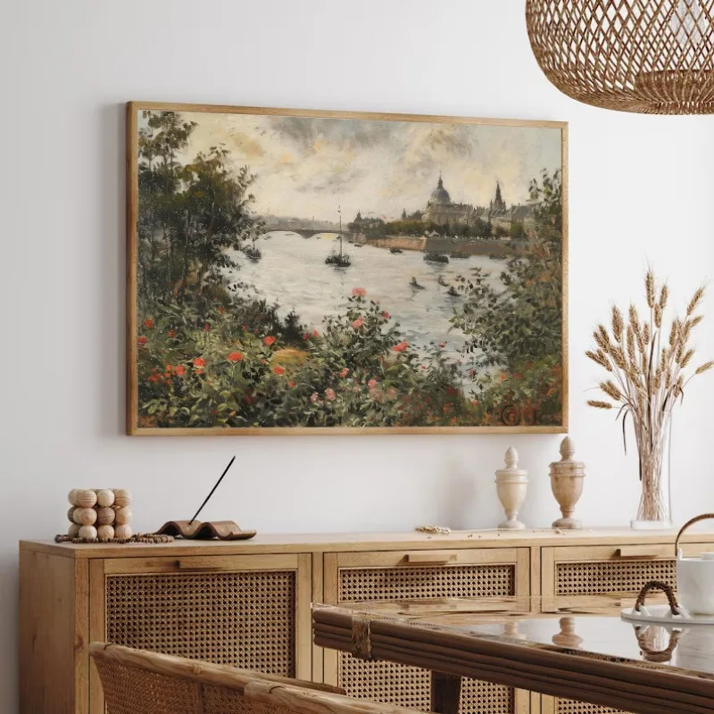 نهر السين في باريس ريفي المدينة الأوروبية البندقية قماش اللوحة أمستردام المشهد الإيطالي ملصق جدار طباعة ديكور المنزل