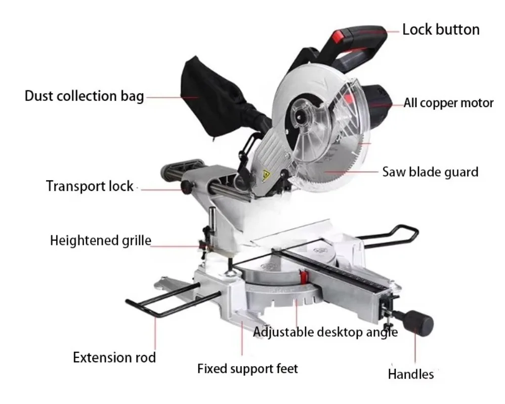 Woodworking aluminum cutting industry-specific high-precision turntable adjustable composite horizontal electric miter saw