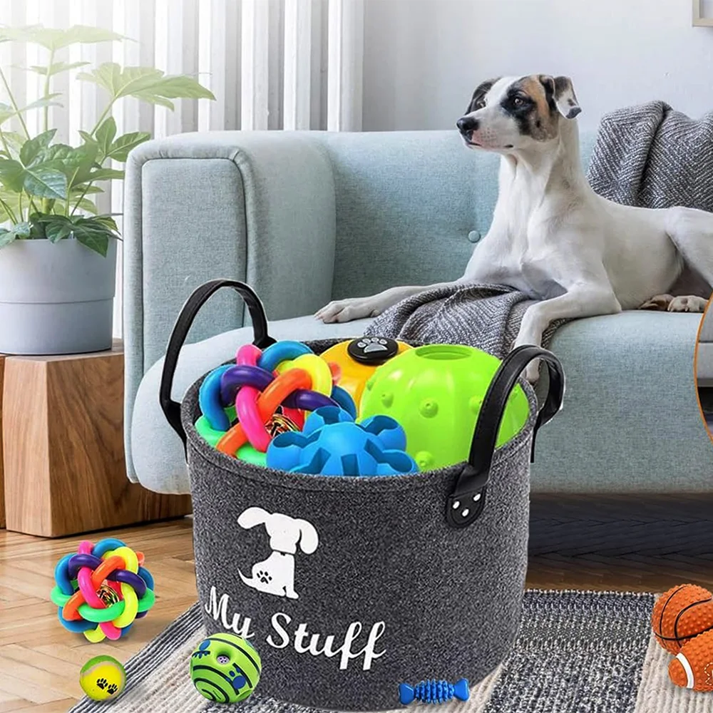 

Фетровая коробка для игрушек для домашних животных Коробка для игрушек для собак Корзина для хранения игрушек для домашних животных, используемая для организации игрушек для домашних животных, одеял, ремней и корзины для организации еды