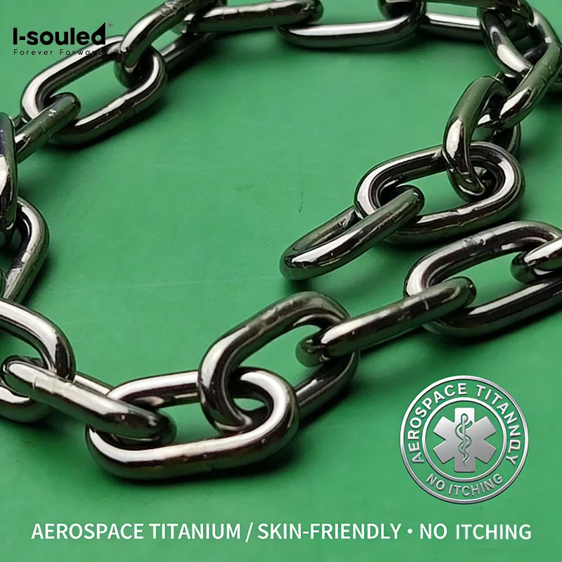 14mm Wide Pure Titanium Chunky Chain, Only 86g. Wasteland Punk Style, Press Clasp, Hypoallergenic. Streetwear Essential.