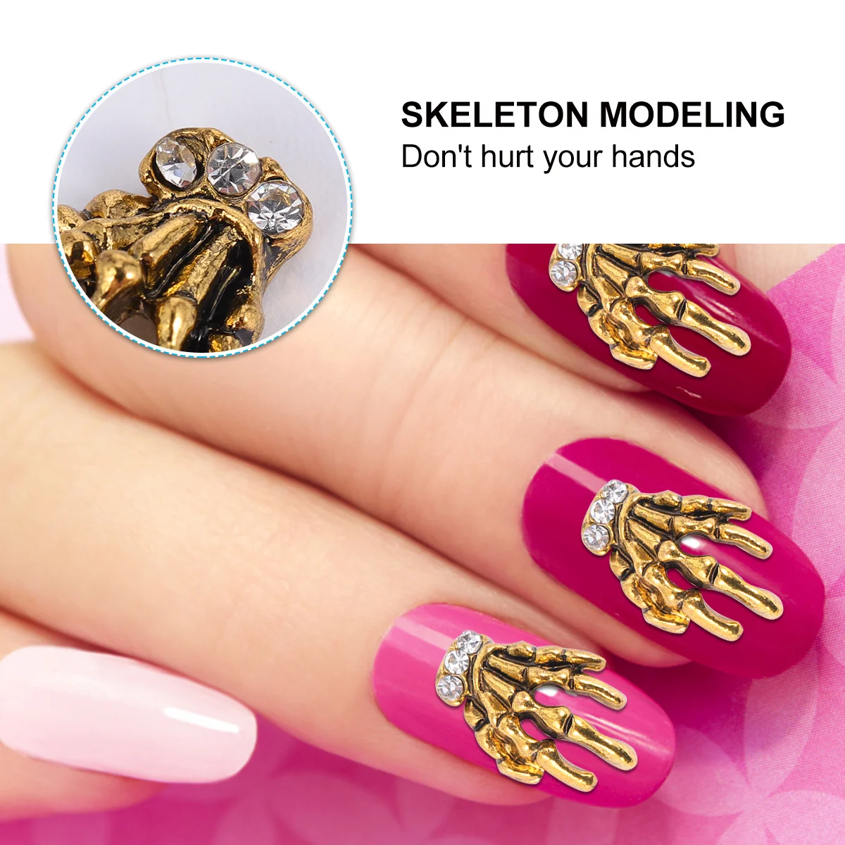 

10Pcs Alloy Hand Nail Art Decals Drills DIY Nail Decoration Manicure Decals for Party Date Alloy Manicure Decoration