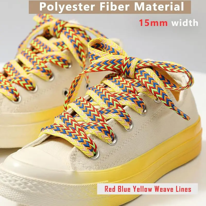 Sneaker-Schnürsenkel, 1,5 cm breit, dicke, flache Schnürsenkel für Basketball-, Tennis- und Sportschuhe, gewellte Schnürsenkel, Brotseil-Schnürsenkel. – Detail 20
