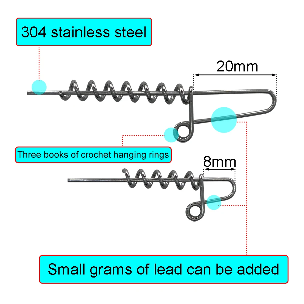 20 pz Spinpoler vite poco profonda accessori per la pesca per richiamo morbido 45mm/60mm gancio Pin molla serratura fissa vite da pesca ago