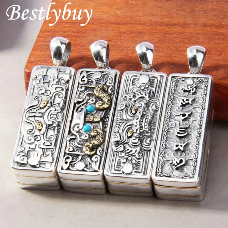 

S925 Silver Vintage Personalized Six Character True Words Harmonica Pendant, Gift for Men and Women Free Shipping