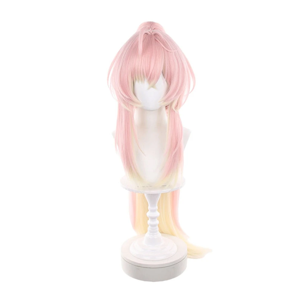 Blush Pink to Honey Beige Medium-Length Wig High-Set Strand Bundle with Dual Side Tied Strands Soft Transition Heat Resistant