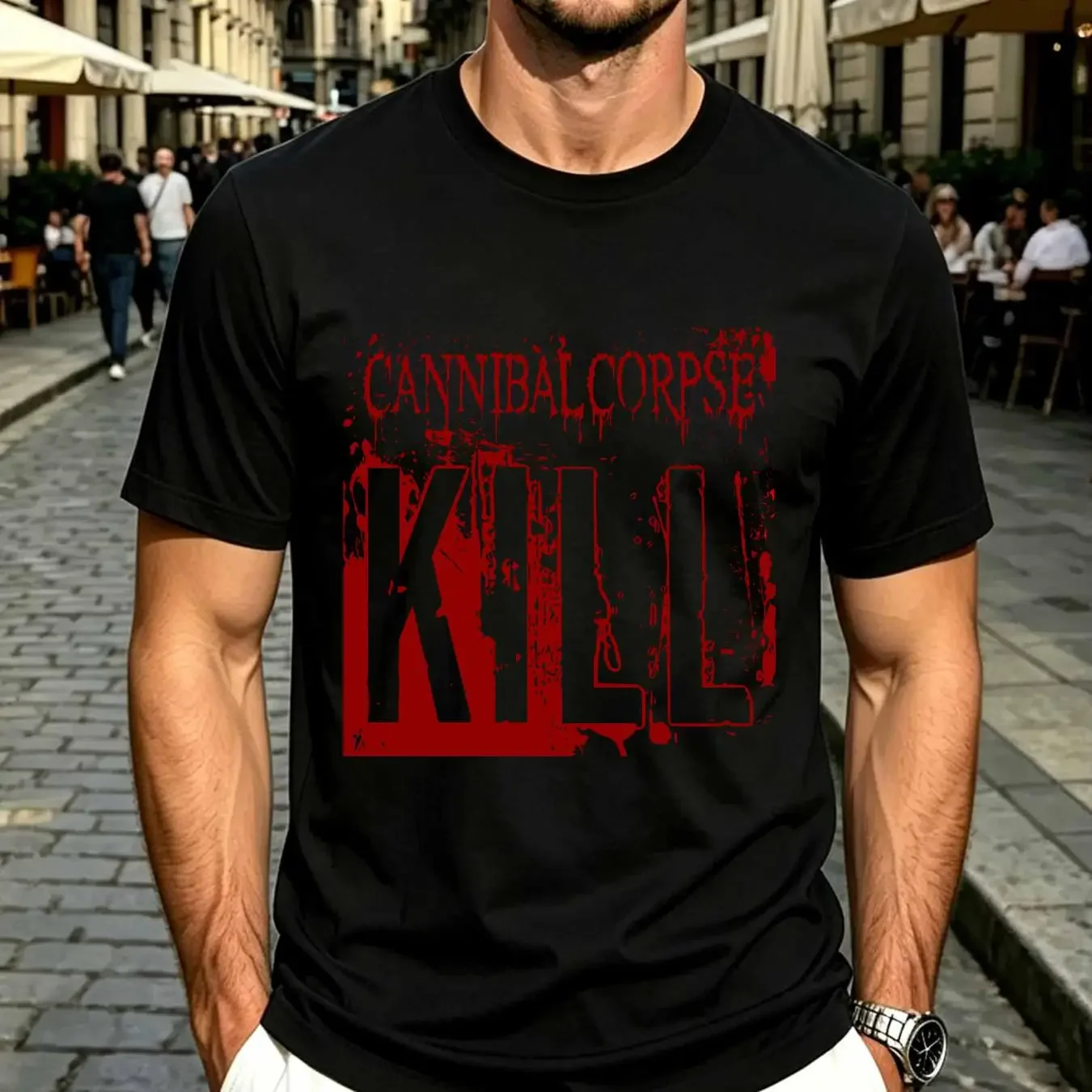 washed T Shirt Cannibal Corpse KILL DTG  Black Full Size vintage Washed fashion Unisex Soft graphic Comfortable Stretched