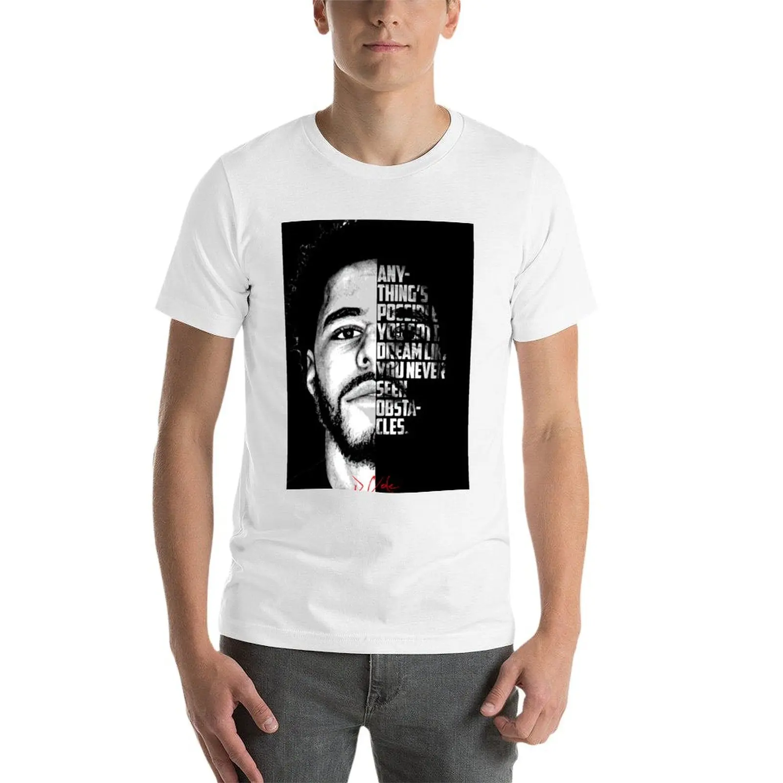 Black and white J Cole quote. T-Shirt anime t shirts for man t shirt man cotton cotton t shirts man 100% T-Shirt #4
