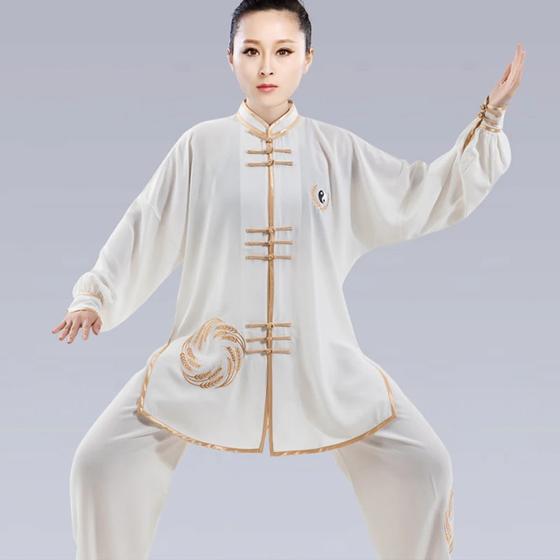 Chinese Kung Fu Tai Chi Clothing Martial Arts Uniform Tops+pants Set Taiji Wushu Wing Chun National Dragon Embroidery Set