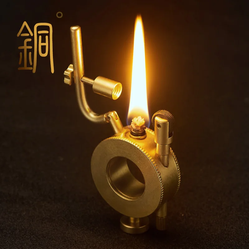 Handmade Pure Copper Windproof Kerosene Lighter Nostalgic Cigarette Lighter Retro Lamp Play Waterproof Antique Collection