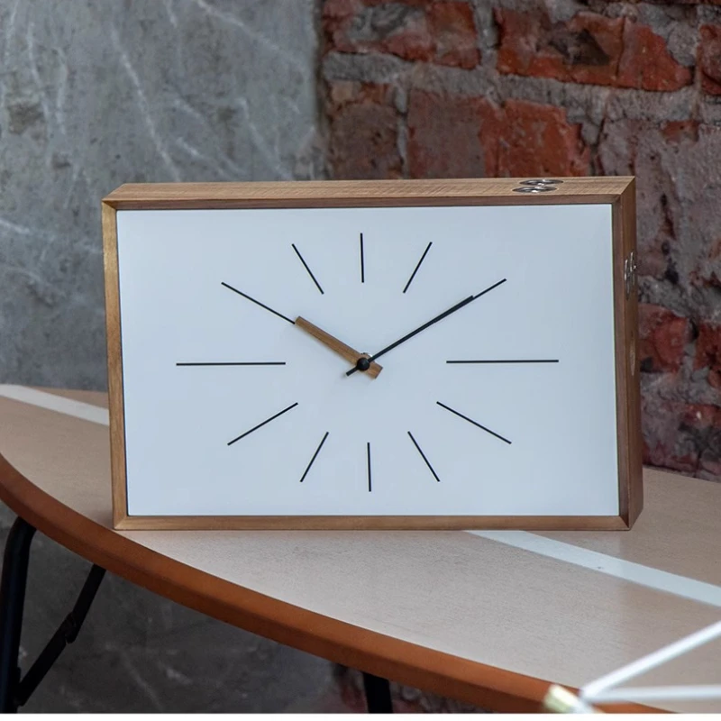 

Solid Wood Double Sided Corner Clock Square Silent Wall Timepiece For Home Decor Living Room