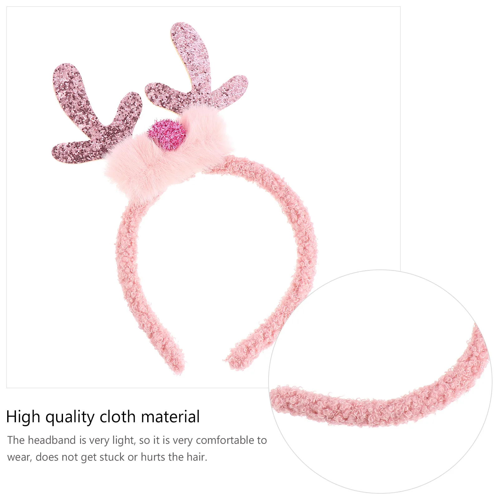

2pcs Lovely Christmas Antler Headband Hoop Party Costume Accessory Lightweight Cloth Material Comfortable Gift For Friends Xmas