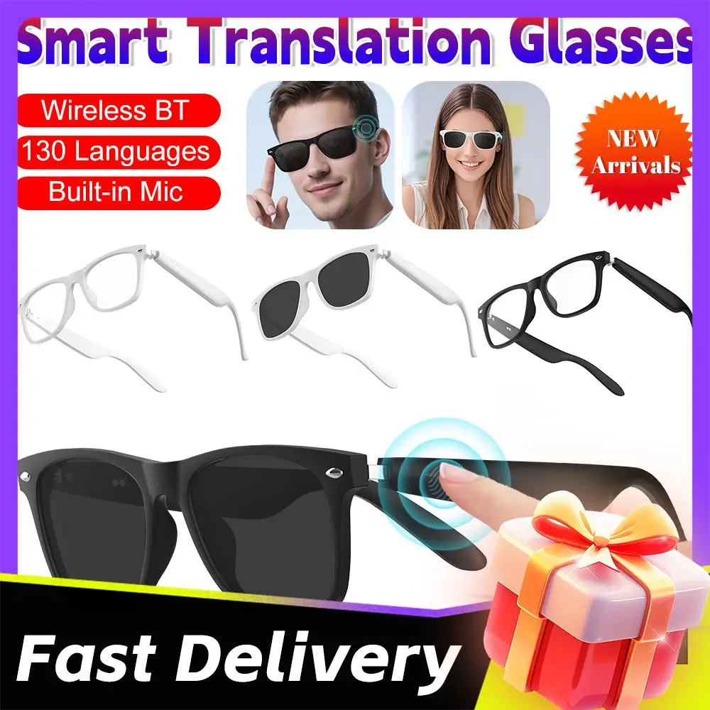 

Интеллектуальные очки для перевода с функцией музыкальных наушников, Bluetooth-гарнитура, беспроводные солнцезащитные очки, многофункциональный переводчик в реальном времени