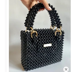 Purses Summer 2024 Tot Bags for Women Customized Trend Black Fashion Beaded Bags Women's Handbag Banquet Party Bag Designer