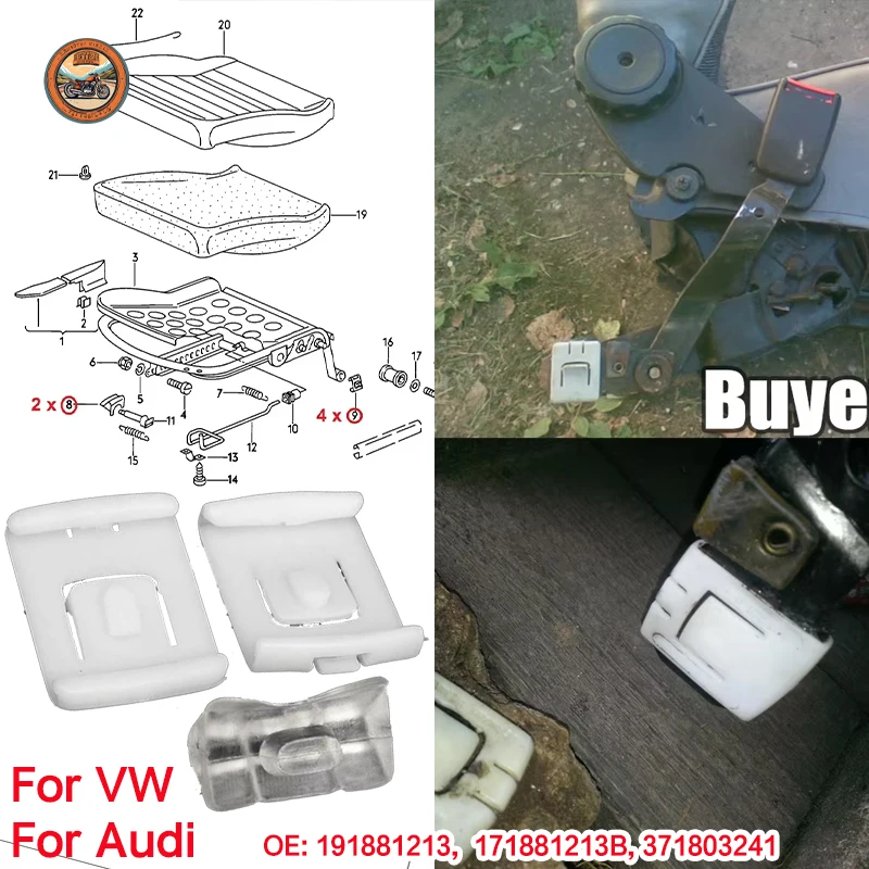 

3Sets Car Seat Rail Runner Slider Guide Fastener Clip 435881203A for VW Volkswagen MK1 MK2 Golf Corrado Auto Accessories