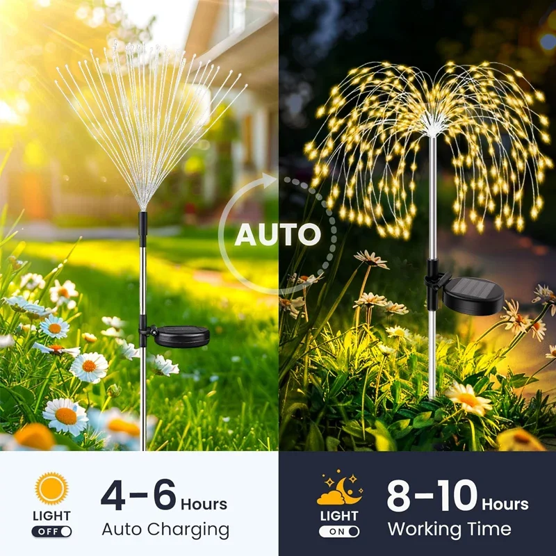 200LED Firework Lights Solar Power Outdoor Wire Flower Garden Decorate Solar Lamp for Landscape Patio Pathway Yard Lawn