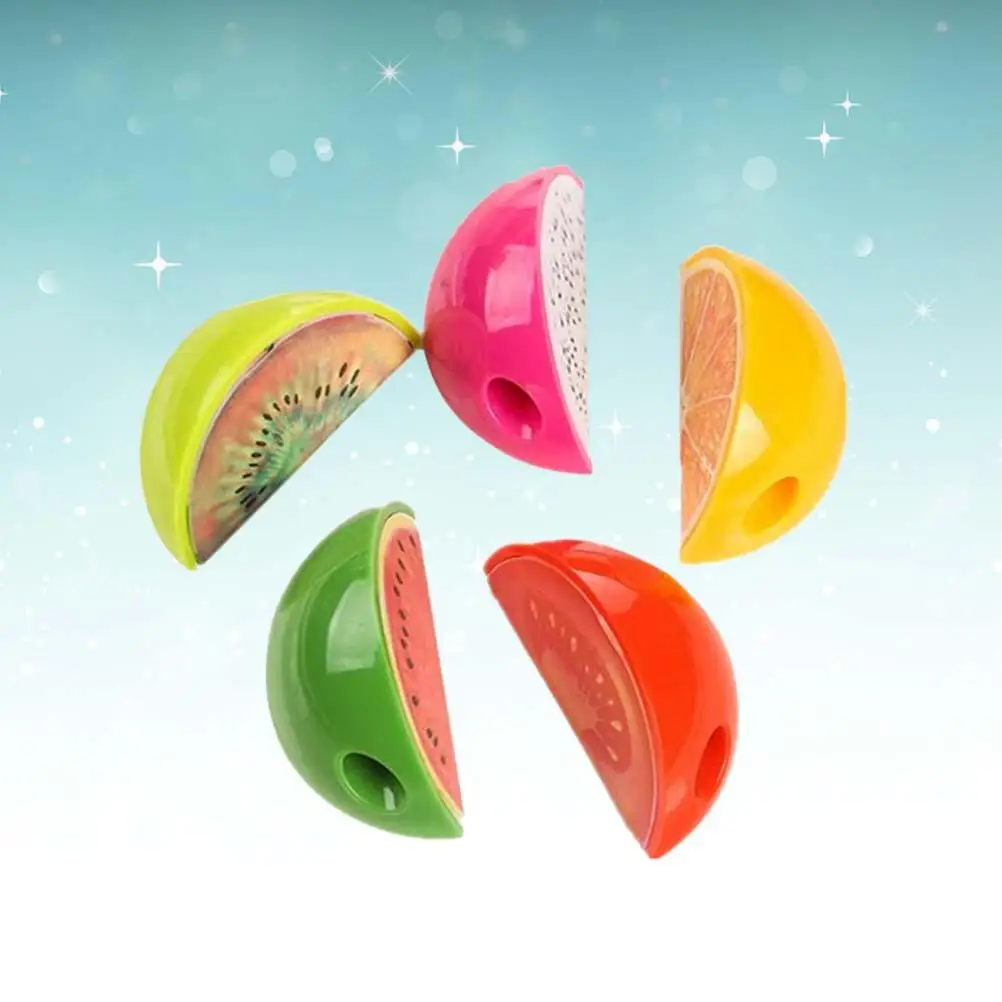 5pcs Plastic Fruit Design Sharpener Pencil Sharpener Students Stationery Supplies for Kids Children (Random Type)