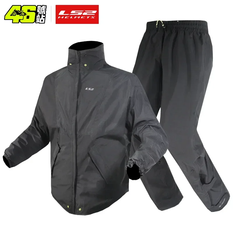 LS2 Motorcycle Raincoat MT139 Breathable Reflective Waterproof Rainstorm Prevention Jacket Men Motocross Riding Raincoat Set