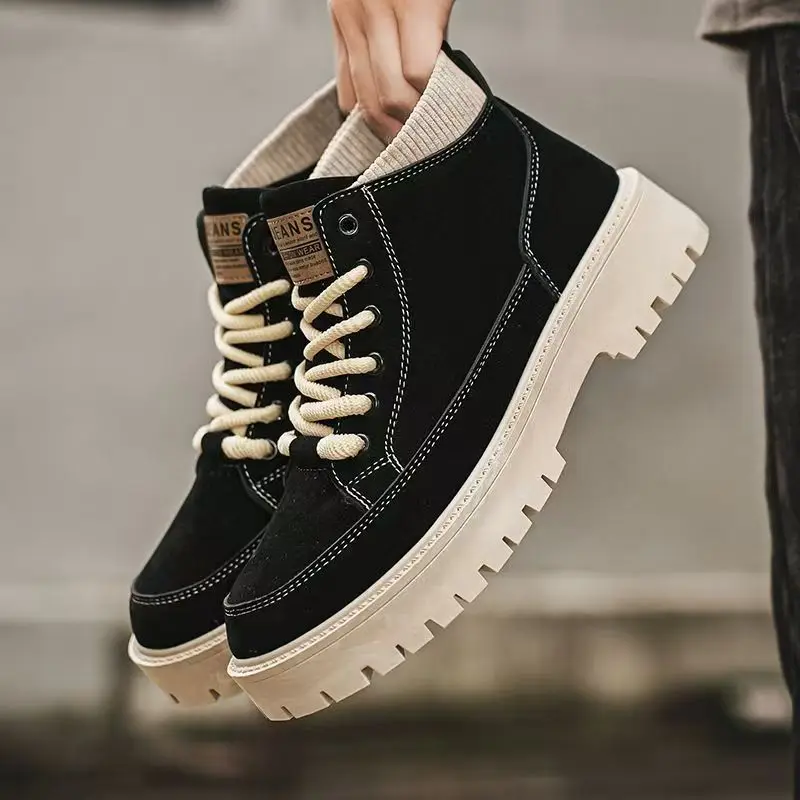 

Fashion Men's Boots High Top Casual Sports Shoes for Men Designer Anti-Slip Ankle Boots Outdoor Thick Sole Men Working Boots New