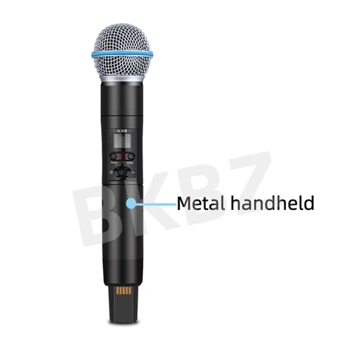 Imagen 2 del producto GLXD24-SLXD58 micrófono inalámbrico profesional de Metal 600MHz micrófono de mano UHF de doble canal Karaoke de fiesta en casa