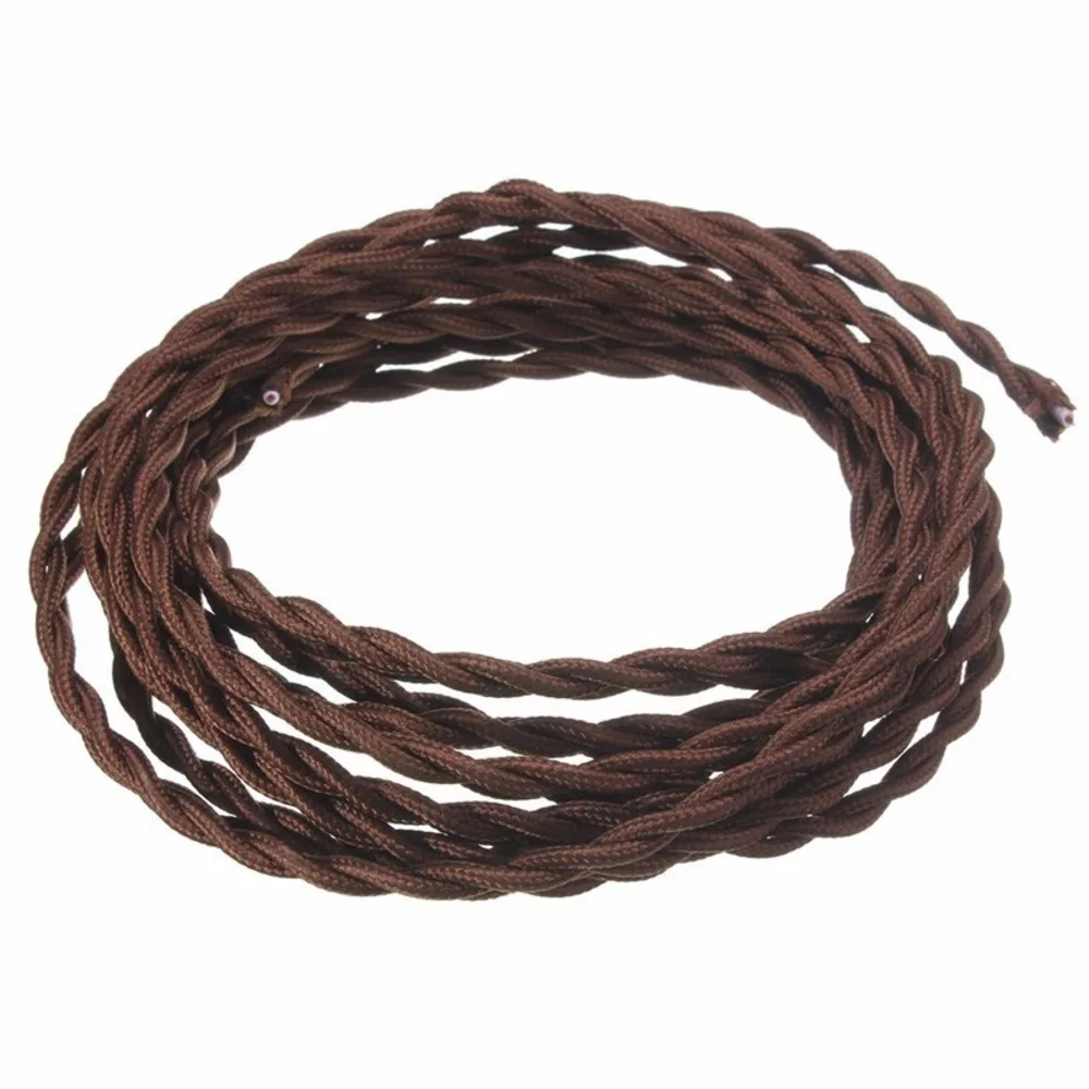 5m/lot 2x0.75 Brown Color Vintage Rope Wire Twisted Cable Retro Braided Electrical Wire Fabric Wire DIY Pendant Lamp Wire Lamp