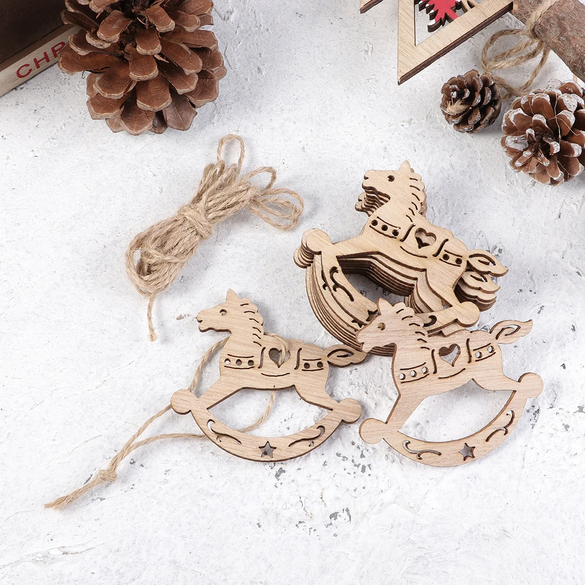

10Pcs Wooden Hanging Plaque Christmas Tree Ornament Natural Wood Slices with Hollow Design for DIY Crafts Party Wedding