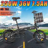 DYU AF1 Pro EU Stock Folding Electric Bicycle 36V 7.5AH Battery 250W 16inch Max Speed 25km/h Ebike City Road Beach Electric Bike