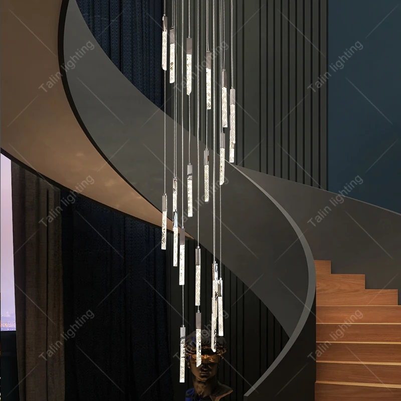 

Длинная люстра для лестницы, подвесной светильник, викторианский подвесной светильник для отеля, современная люстра с несколькими головками для лестницы