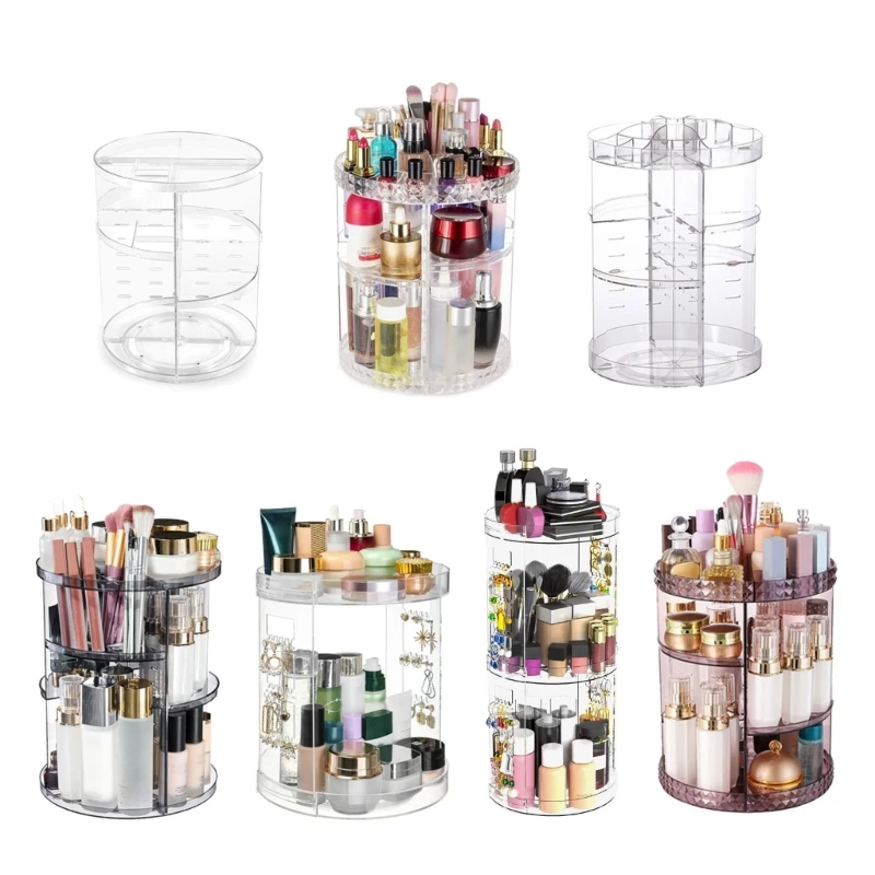 

Elegant Acrylic Cosmetic 360 Degree Rotating Multi Layer Makeup Holder